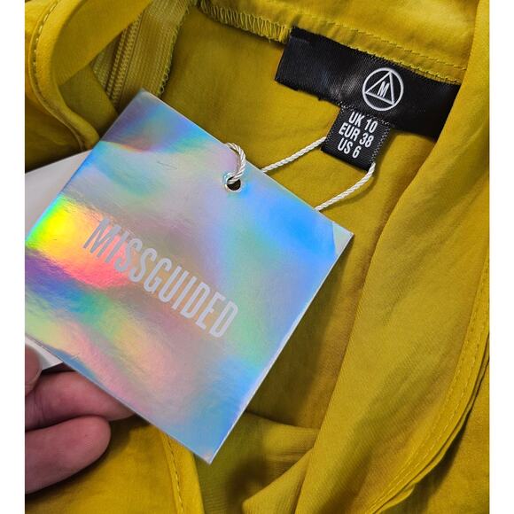 NWT misguided mixed media formal tunic blouse top sz 6 US satin open back classy - Picture 5 of 9